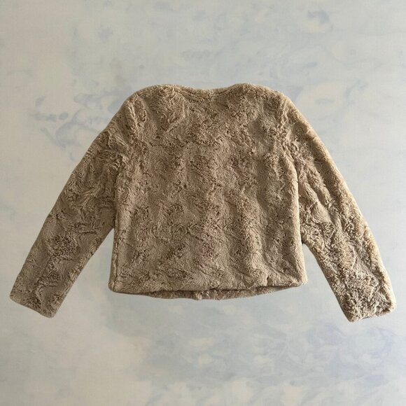 C+D+M Faux Fur Button Front Cream Sherpa Jacket - Picture 2 of 8